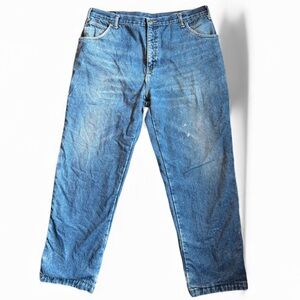 Classic Blue Worn in Denim flannel lined Guide Jeans